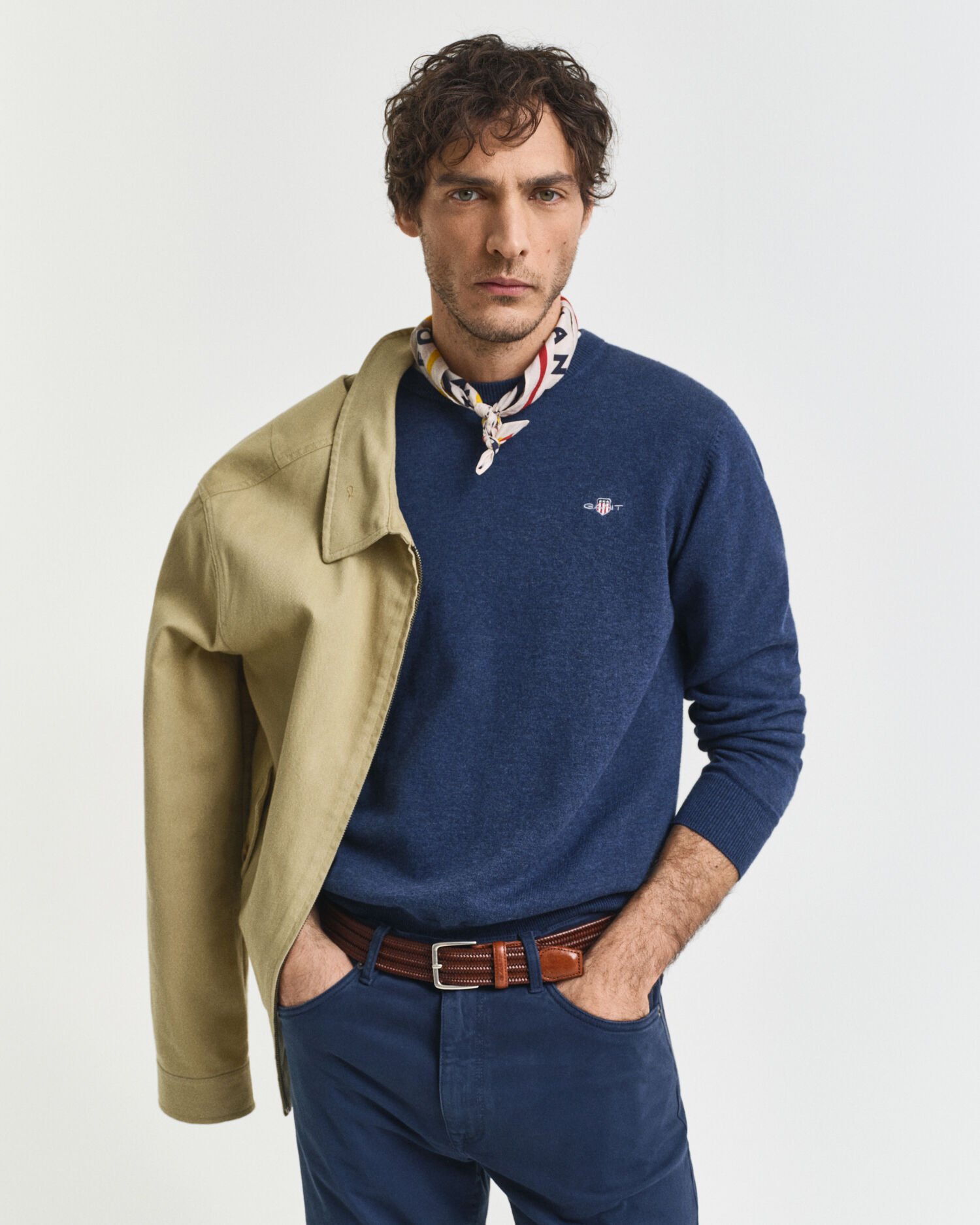 Rundhalspullover aus Baumwolle