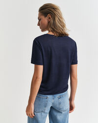 Leinen T-Shirt mit V-Ausschnitt