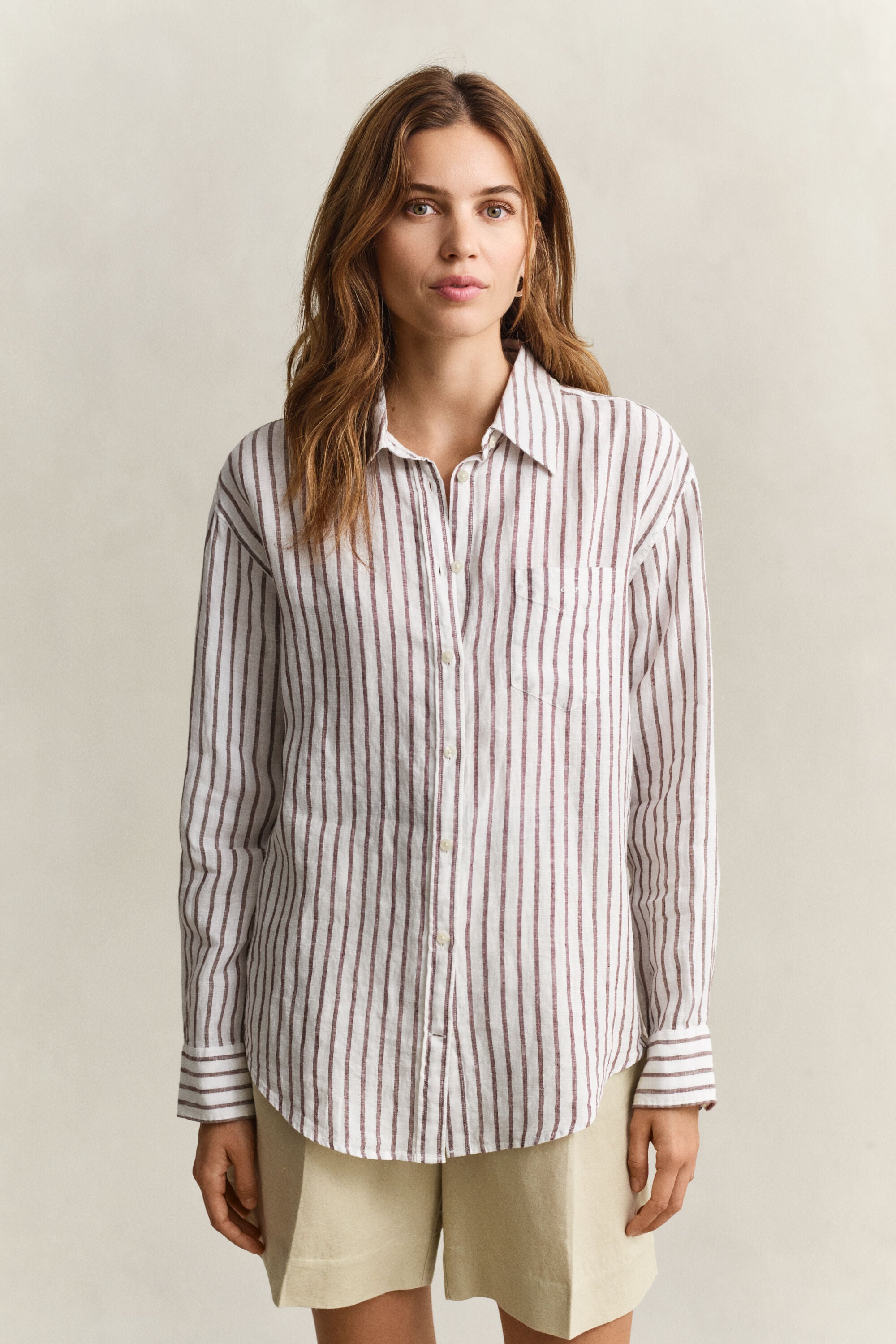 Chemise relaxed fit en lin à rayures