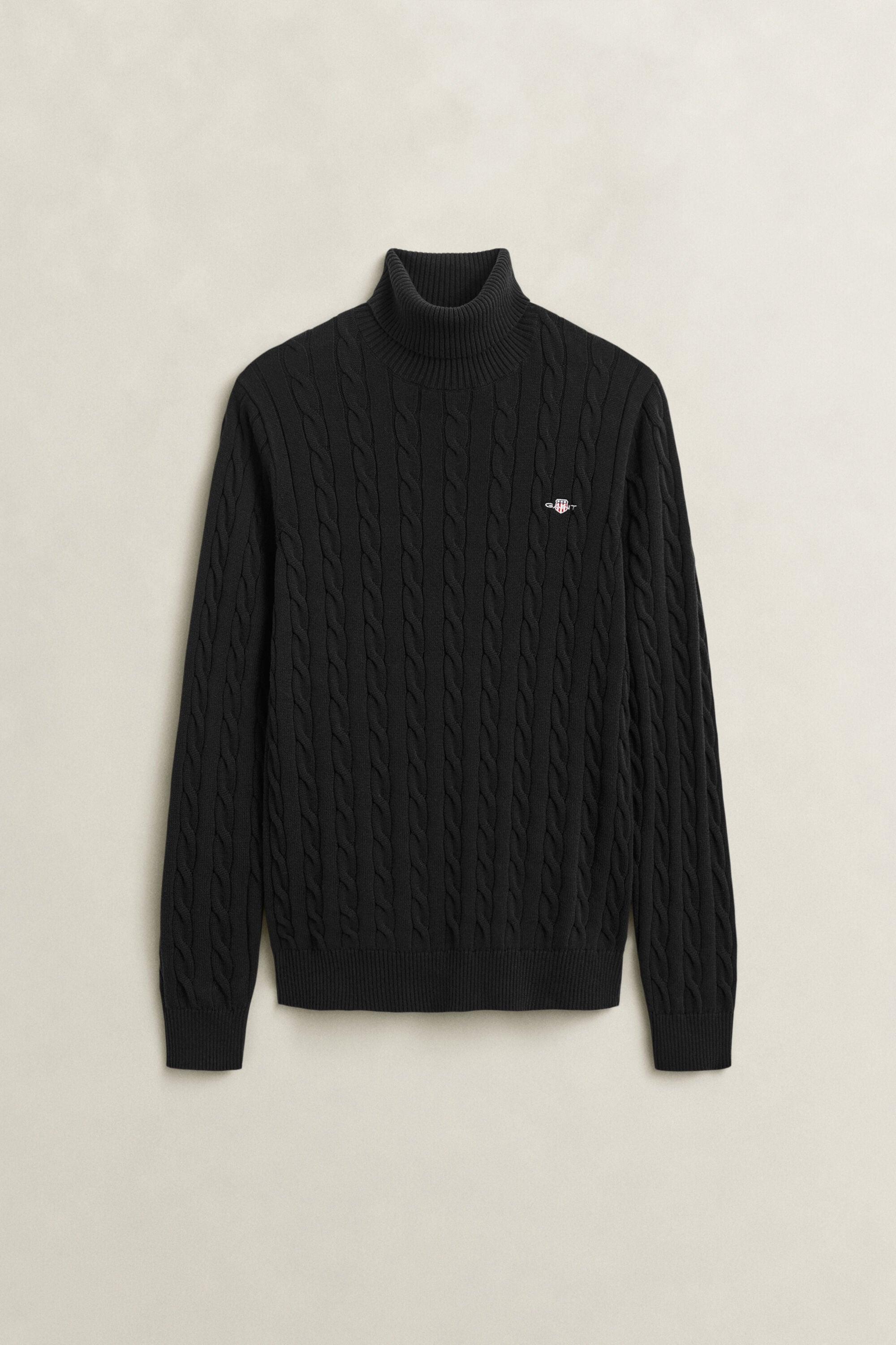 Zopfstrick Rollkragenpullover aus Baumwolle