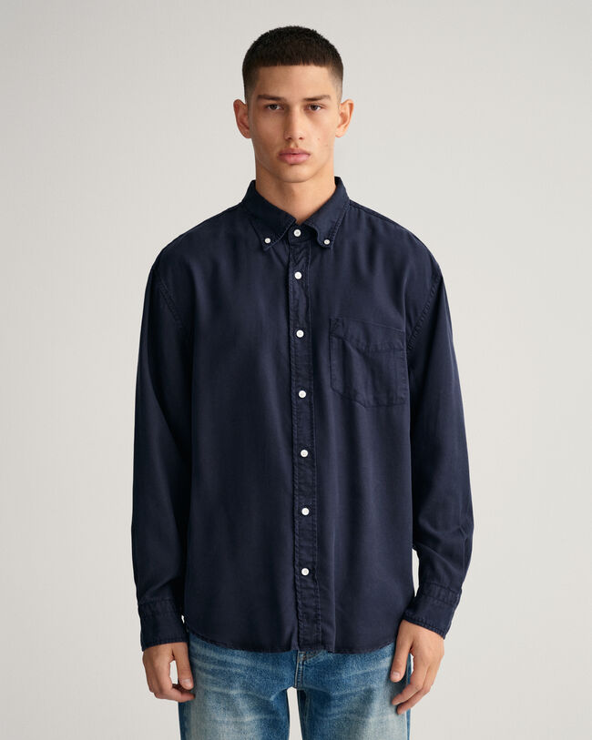 Relaxed Fit Lyocell Hemd in St&uuml;ckf&auml;rbung