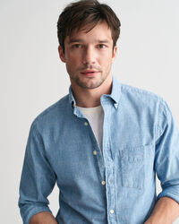 Regular Fit Indigo Chambray Hemd