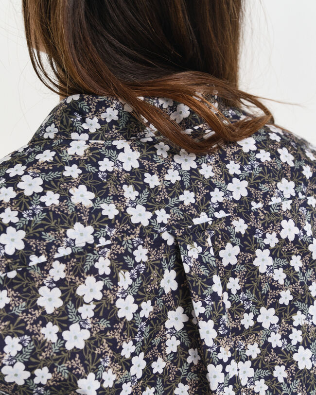 Regular Fit Baumwoll Voile Bluse mit Blumen-Print