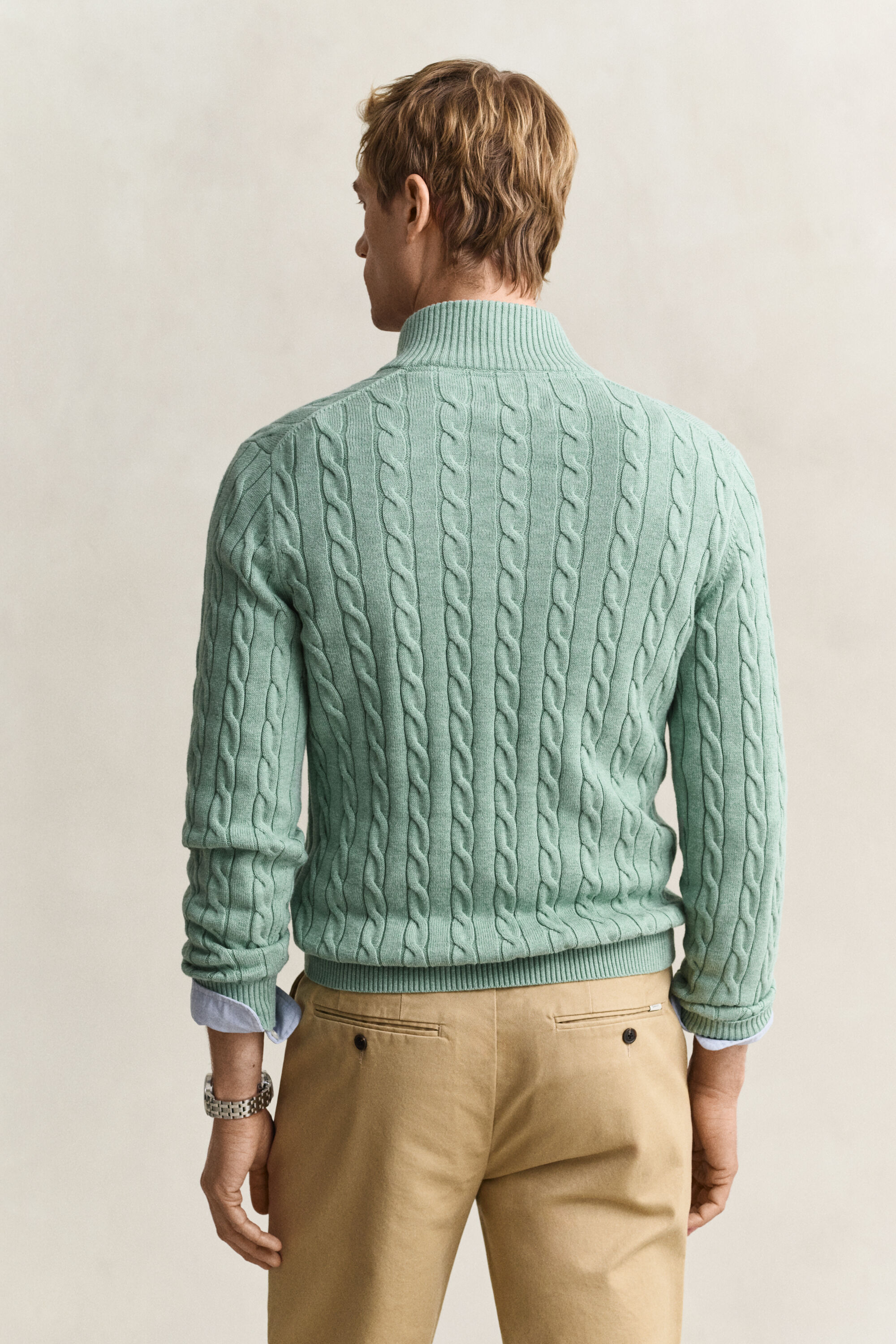 Cotton Cable Knit Half-Zip Sweater