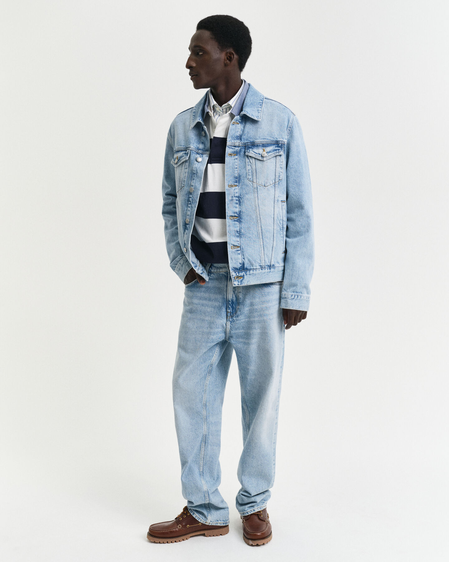 Gestreiftes Heavy Rugger mit Chambray-Kragen