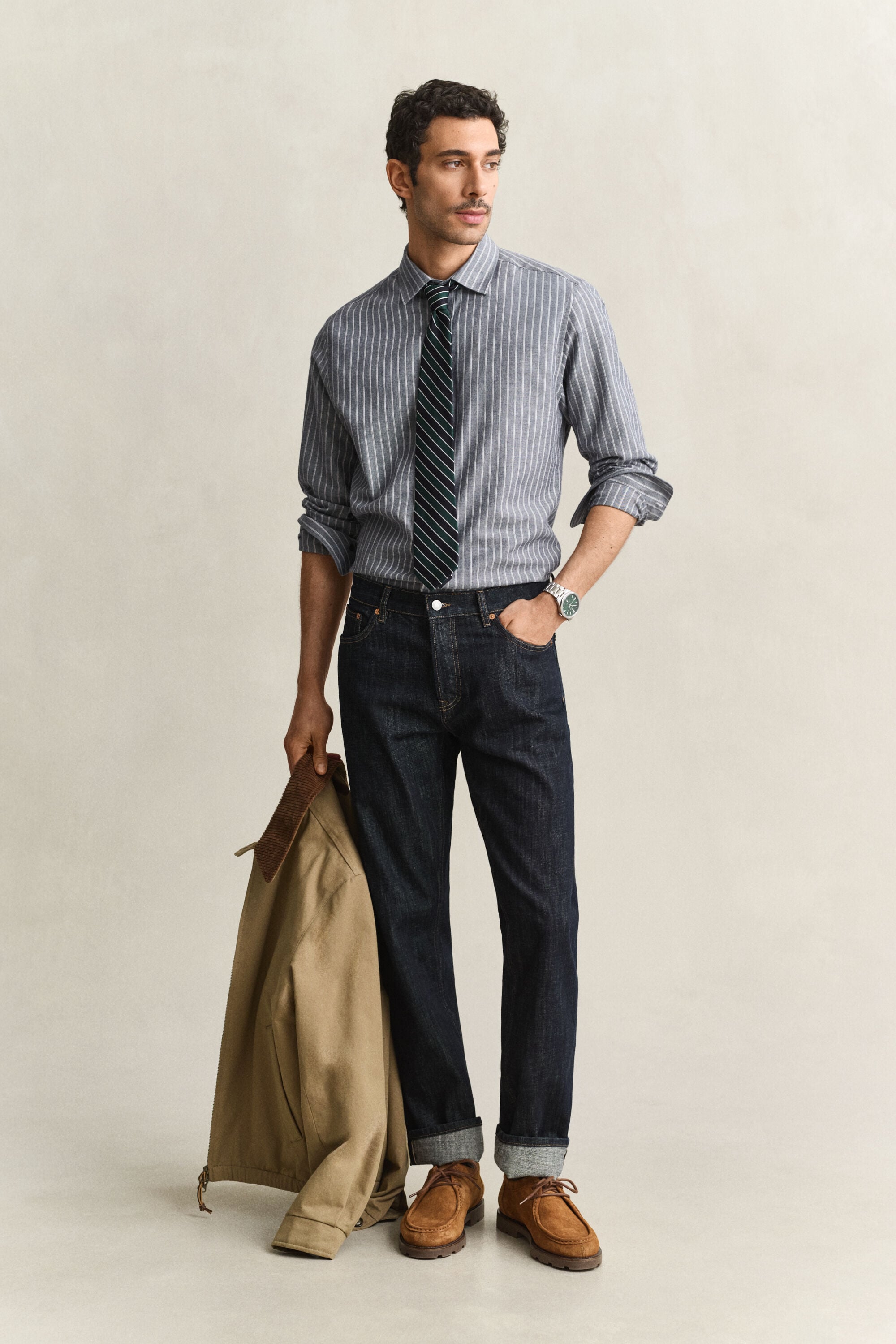 Camicia in flanella mélange a righe
