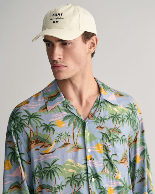 Relaxed Fit Hawaiian Print Kurzarmhemd