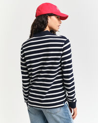 Breton Striped Piqué Langarm-Poloshirt