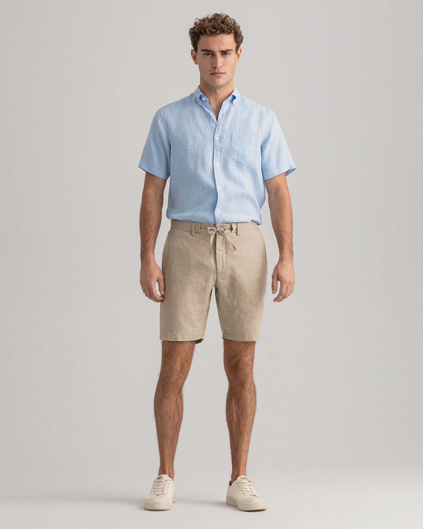 Relaxed Fit Leinen Shorts mit Kordelzug