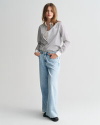 Regular Fit Bluse mit Kontrastkragen und Streifen