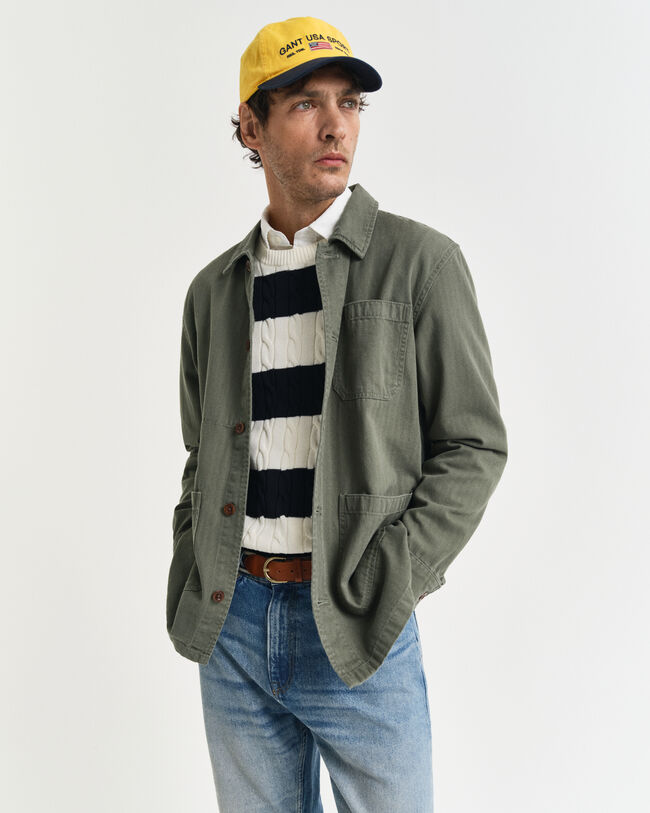 Regular Fit Herringbone Workwear Hemdjacke