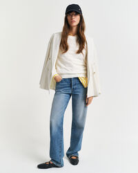 Rundhalspullover aus strukturierter Baumwolle