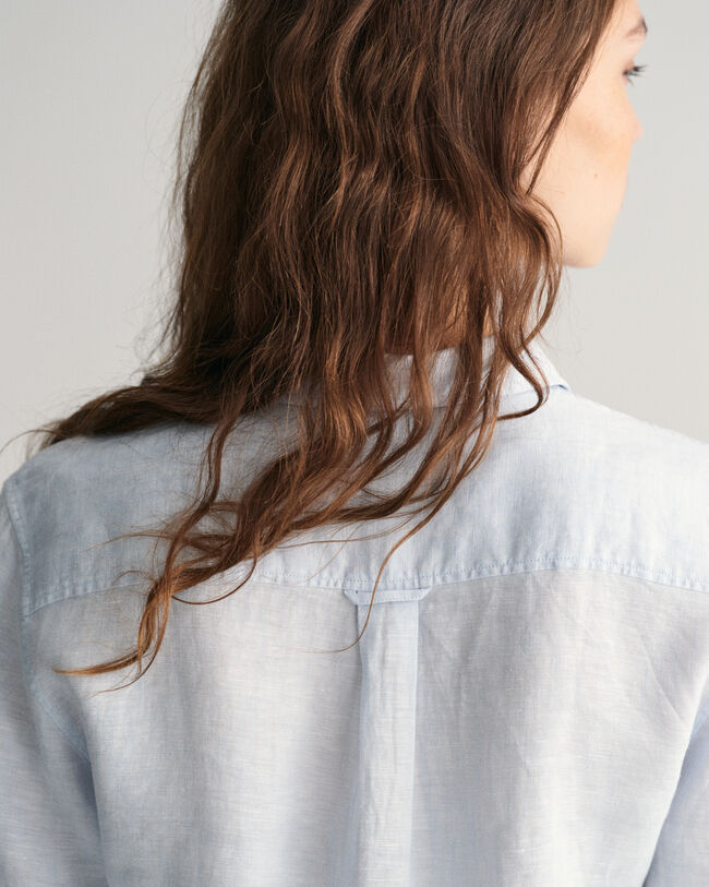 Regular Fit Leinen Chambray Bluse