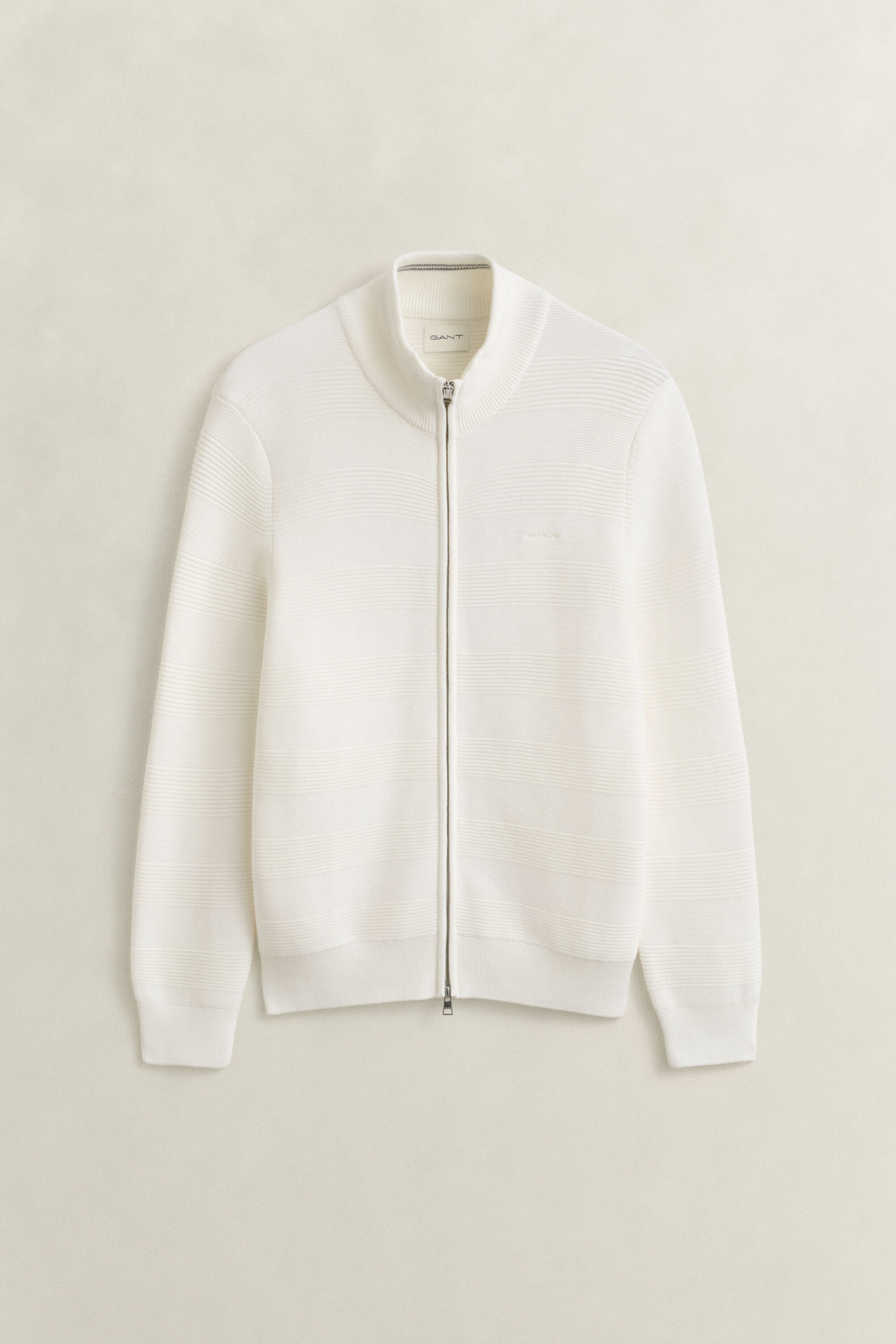 Cardigan zippé en coton texturé
