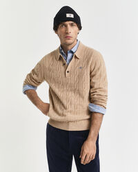 Lambswool Zopfstrick Polopullover
