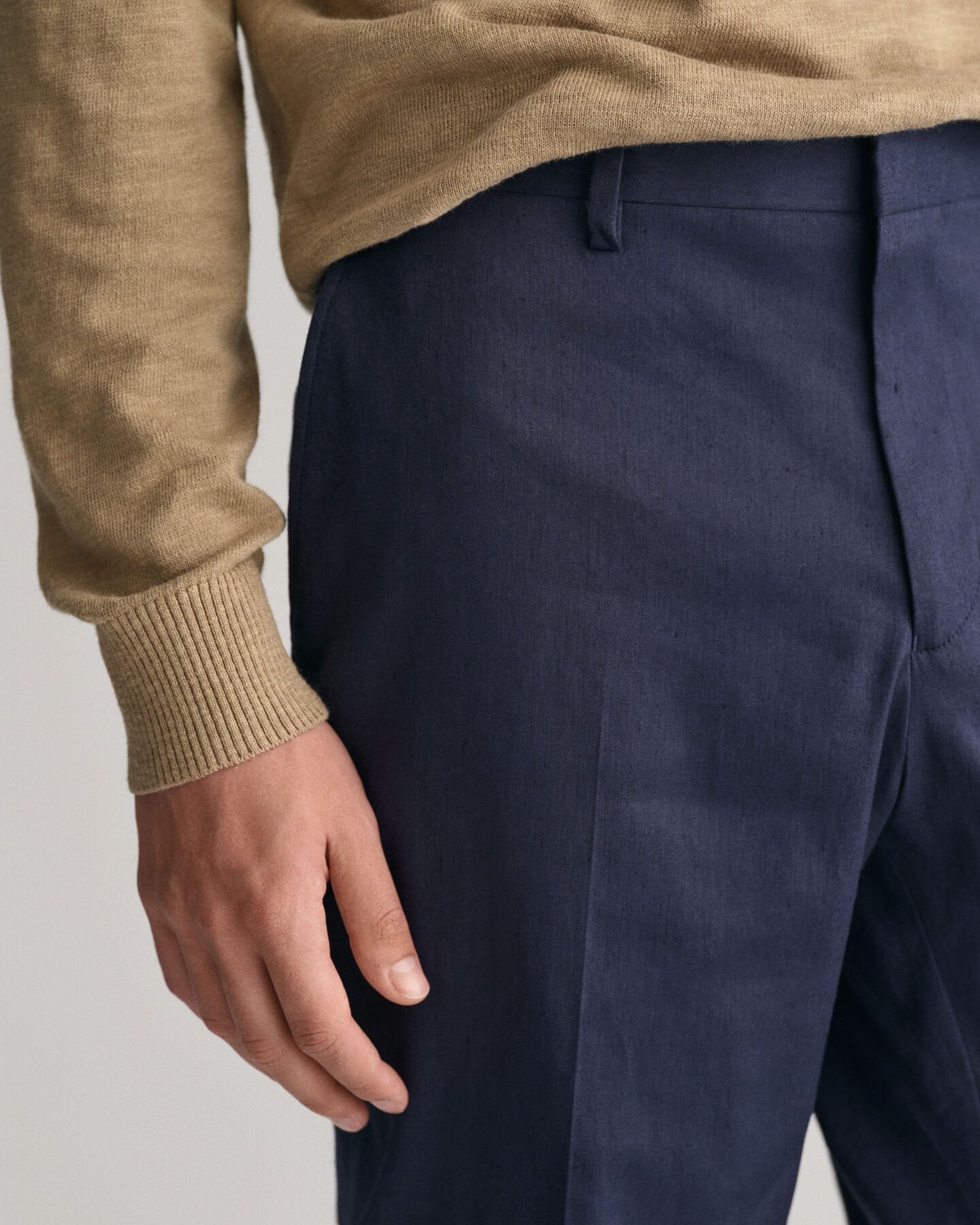 Slim Fit Baumwoll Leinen Anzughose