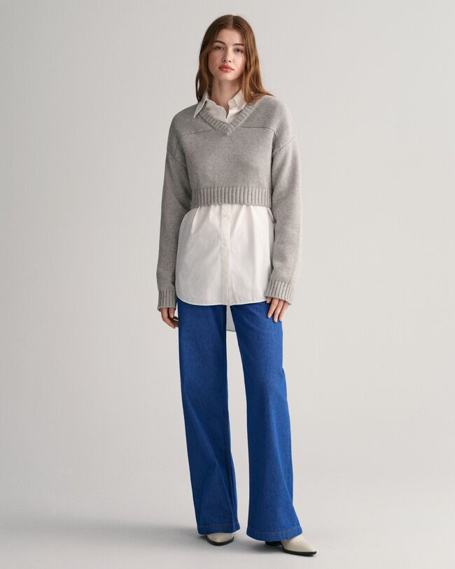 Verk&uuml;rzter V-Neck Pullover