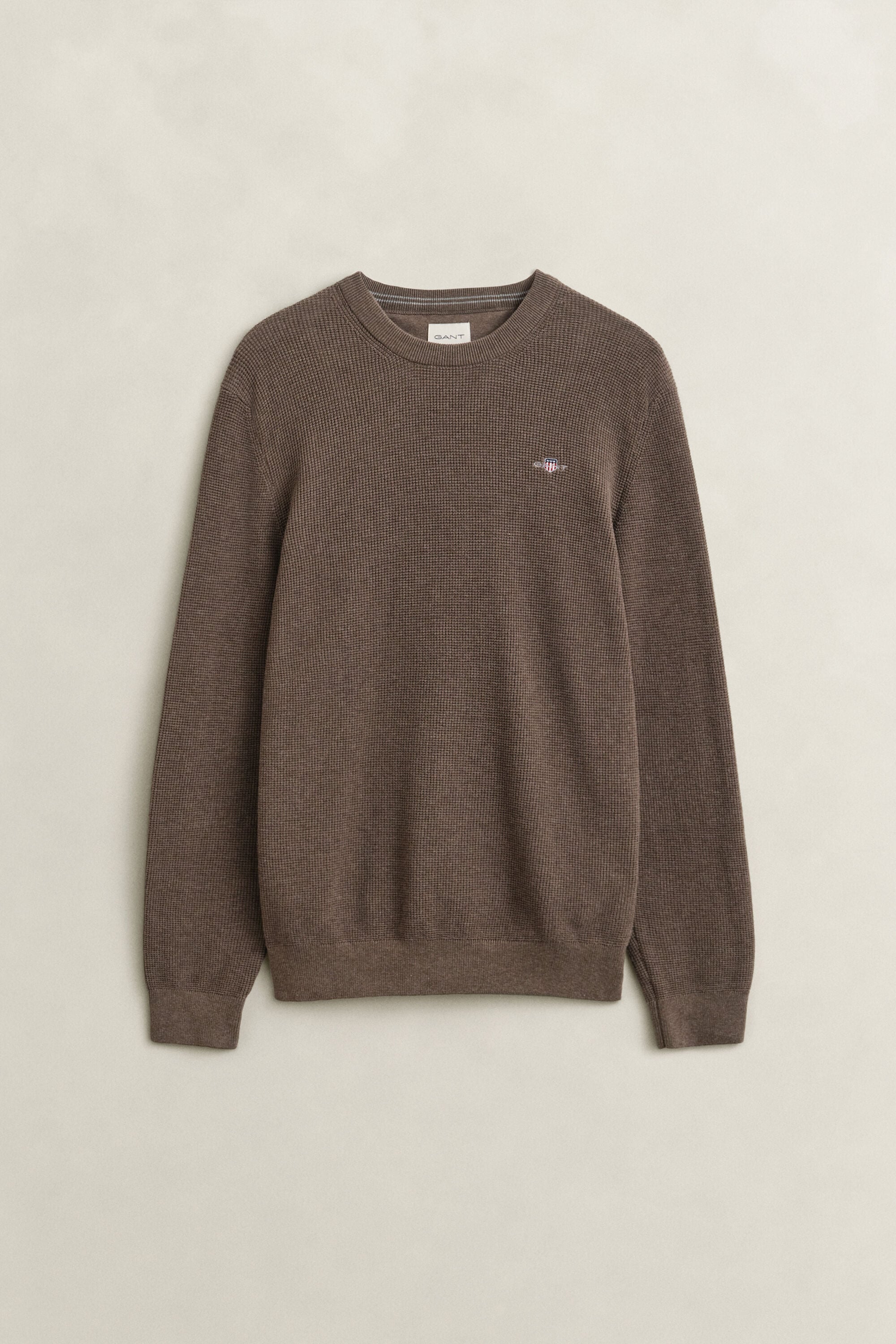 Textured Cotton Crew Neck Sweater