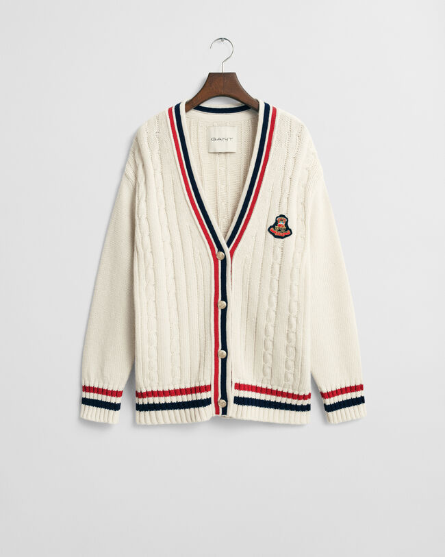 Gant Varsity V-Neck Zopfstrick Strickjacke