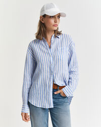 Relaxed Fit Leinen Bluse mit Streifen