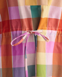 Mehrfarbig kariertes Baumwoll Seiden Kleid