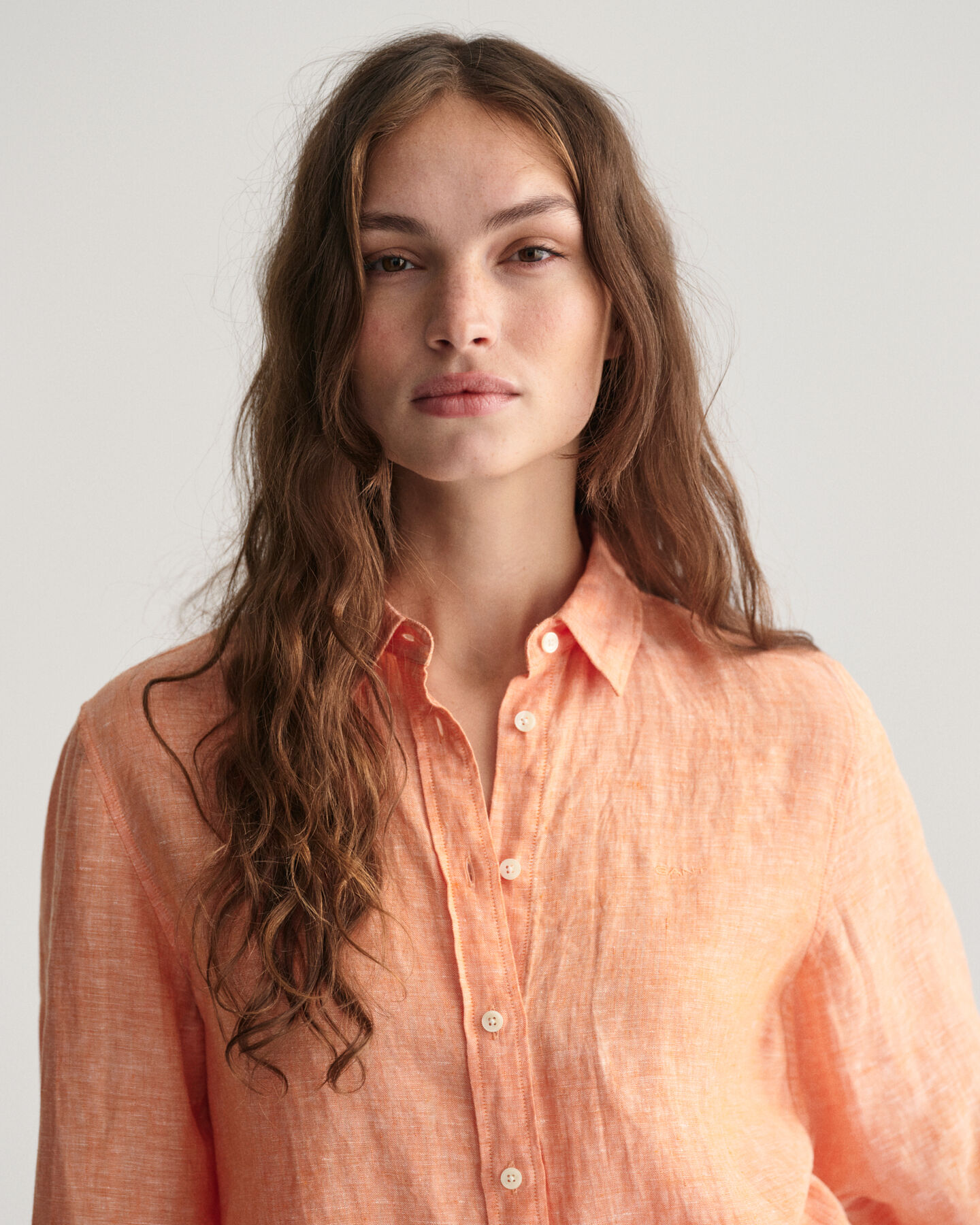 Regular Fit Leinen Chambray Bluse