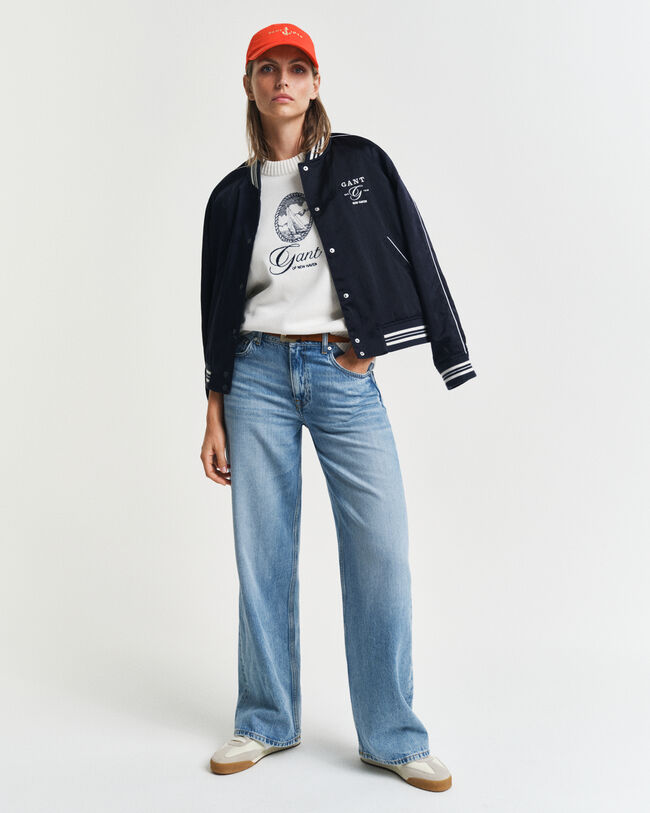 Graphic Rundhalspullover aus Baumwolle