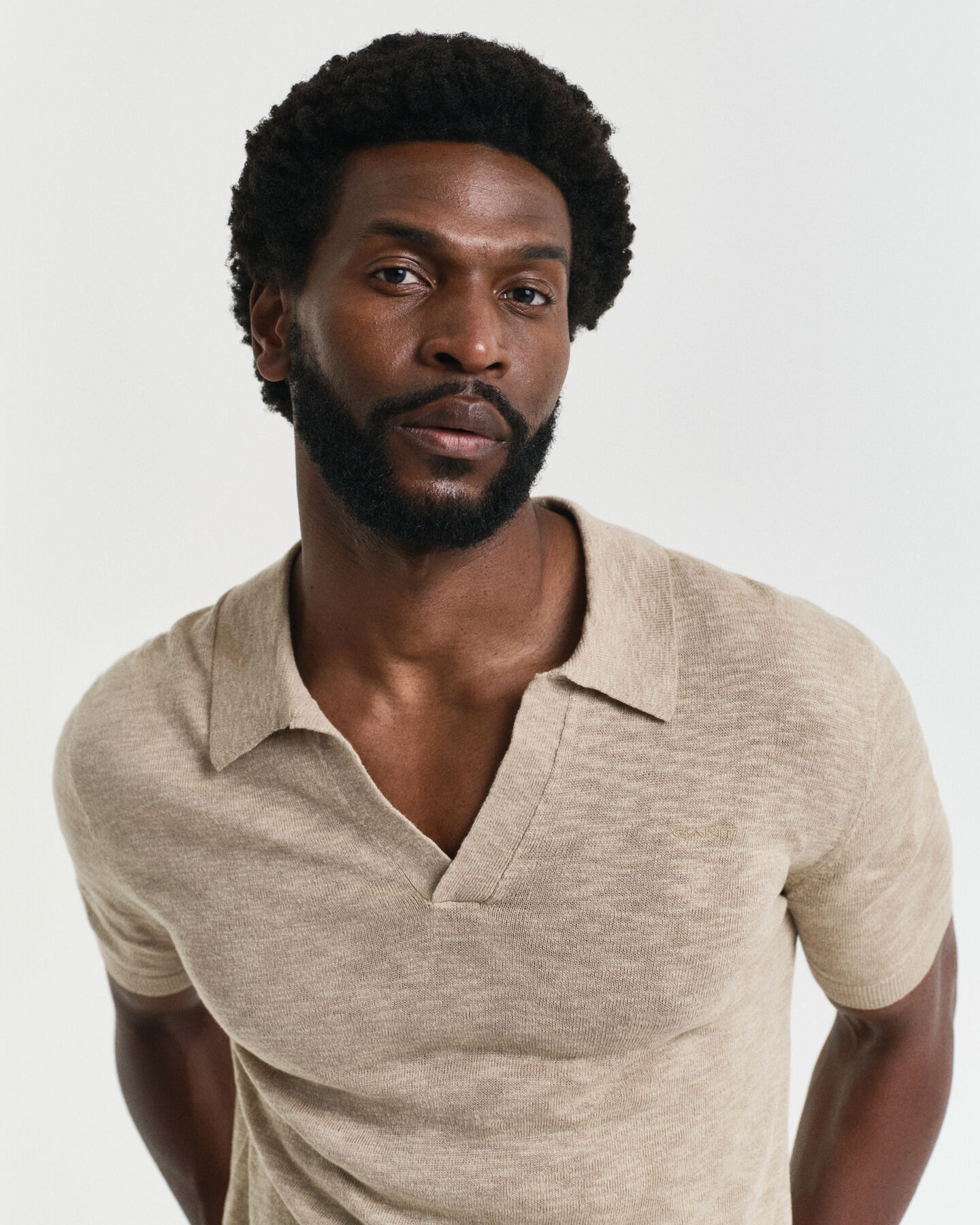 Kurzarm Polopullover aus Leinenmix
