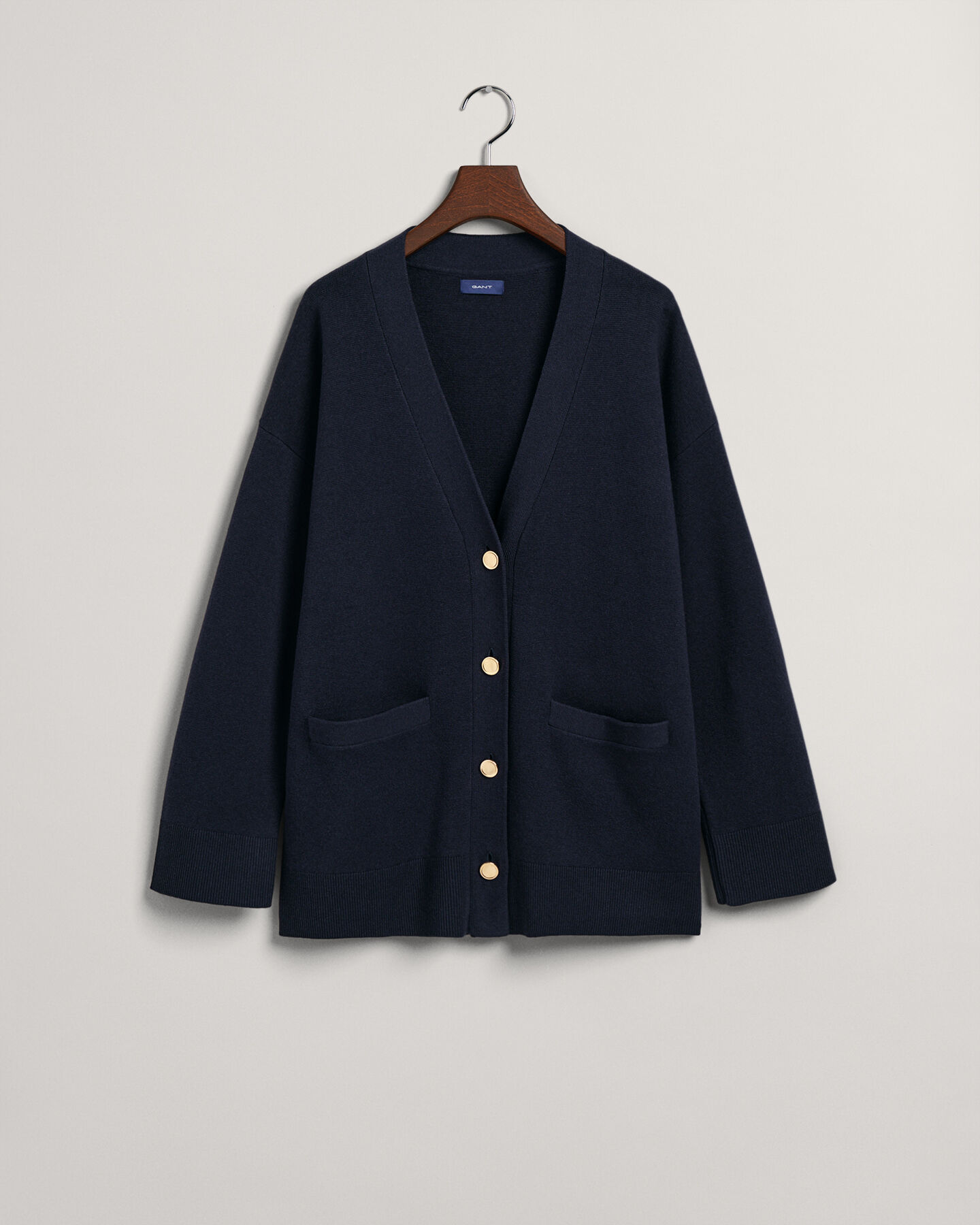 Relaxed Fit V-Neck Strickjacke