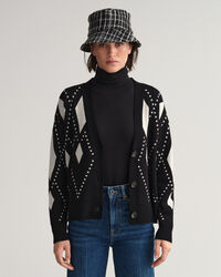 Argyle V-Neck Strickjacke