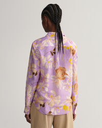 Regular Fit Baumwoll Seiden Bluse mit Blumen-Print