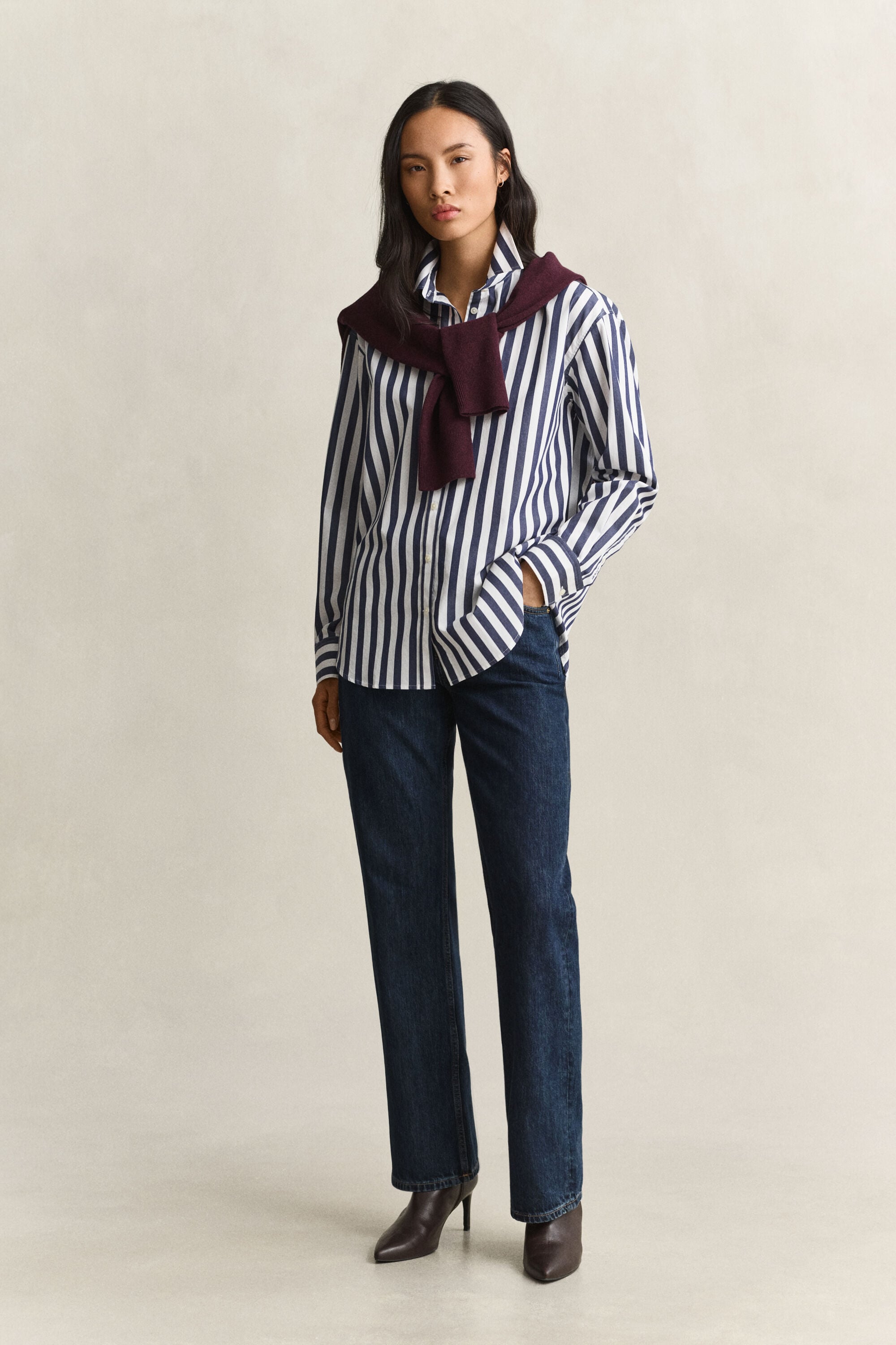 Camicia in popeline a righe relaxed