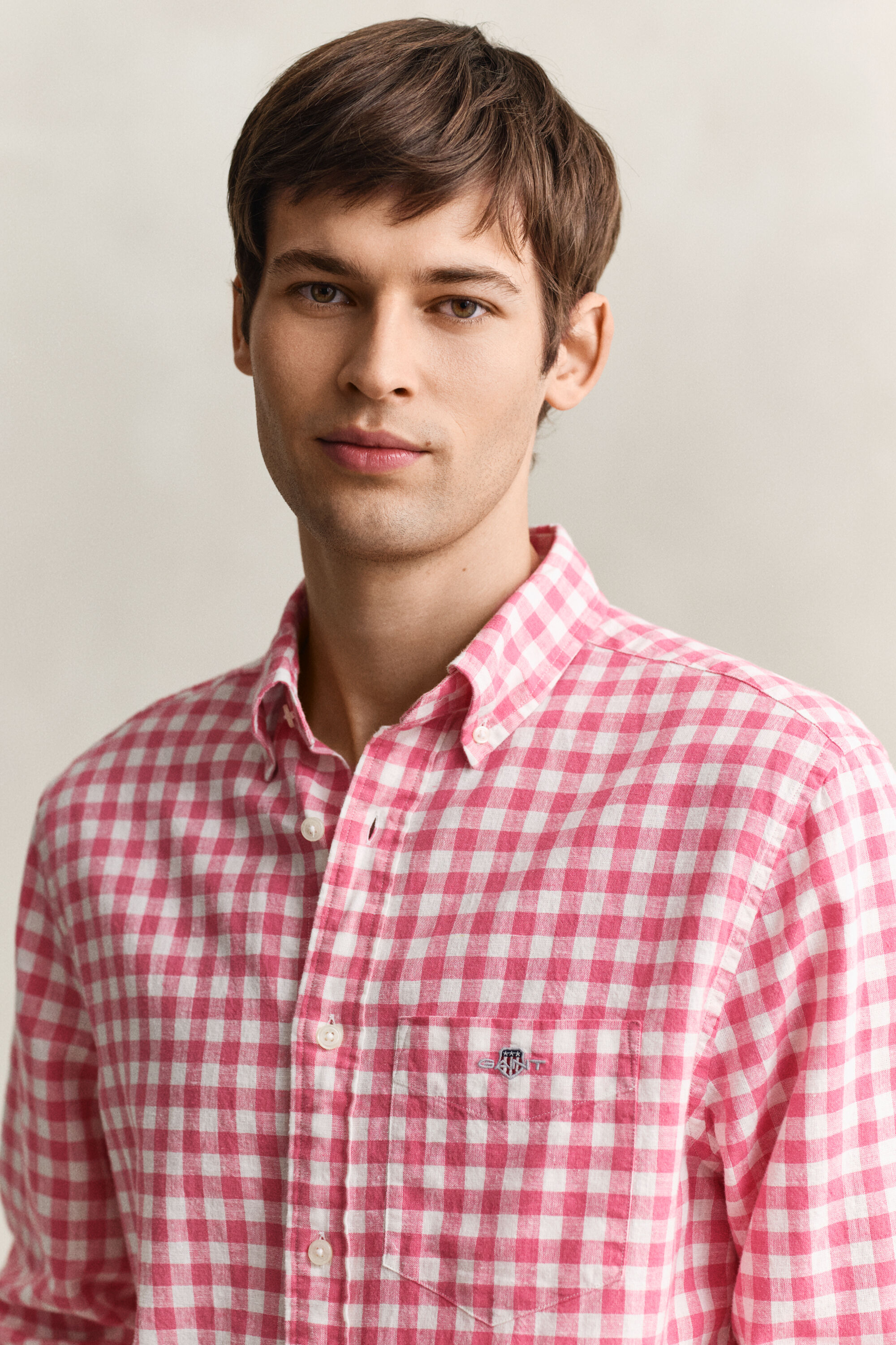 Gingham Hemd aus Leinenmix