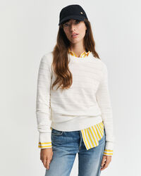 Rundhalspullover aus strukturierter Baumwolle