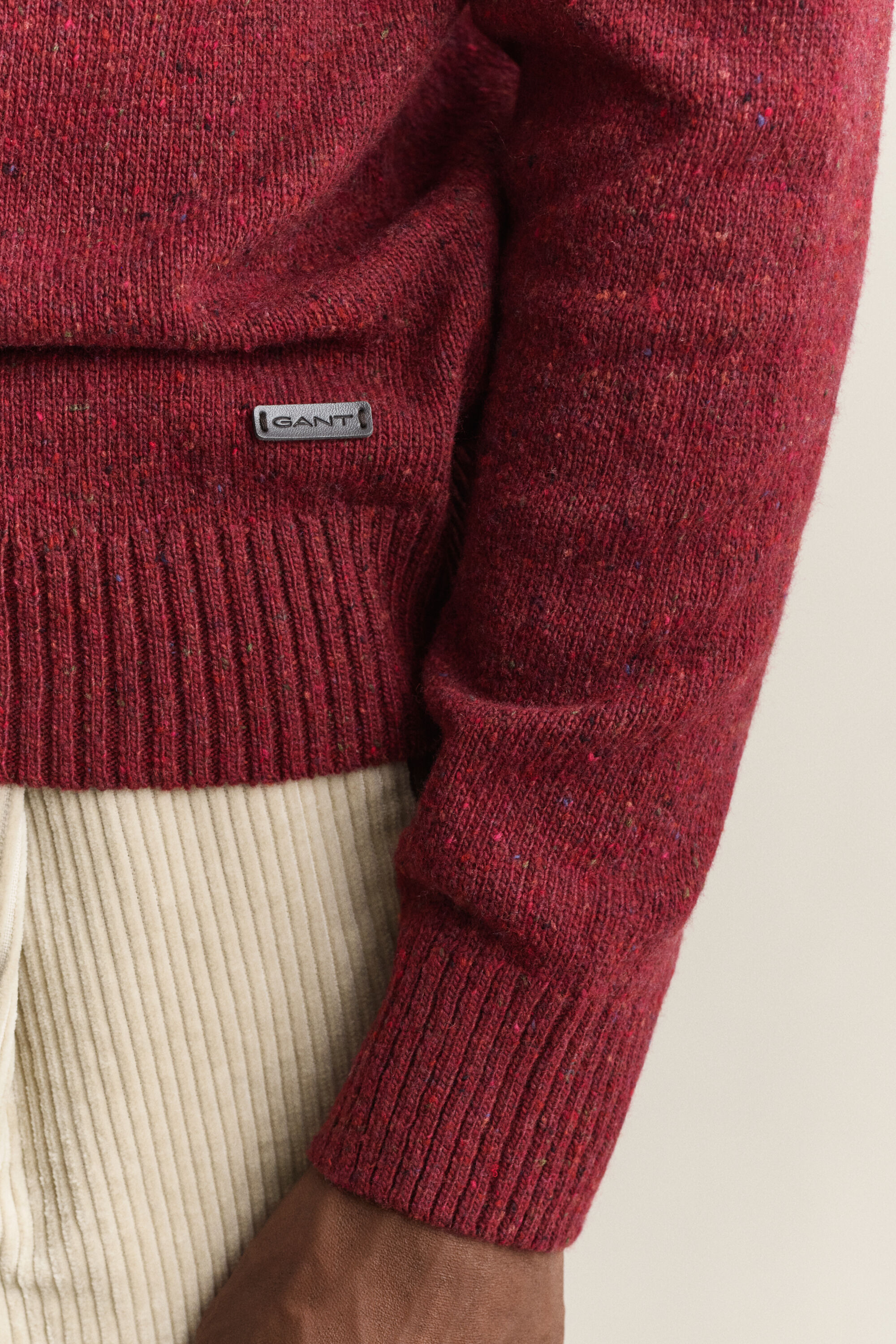 Wool Blend Nepps Crew Neck Sweater