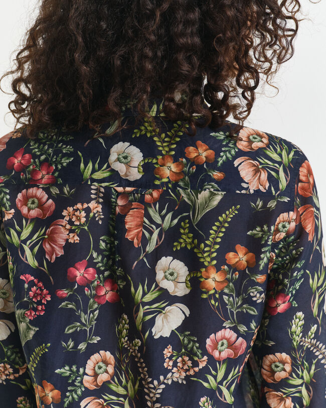 Regular Fit Bluse aus Baumwolle und Seide mit Blumen-Print