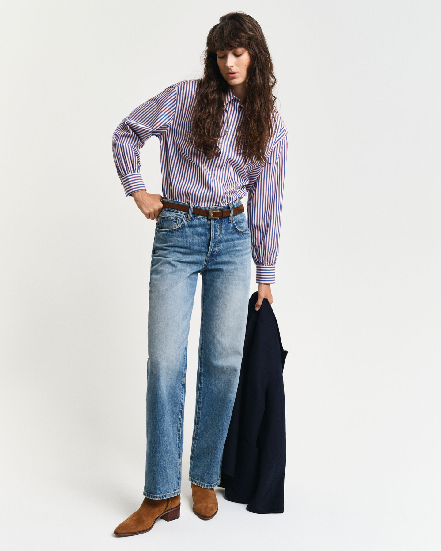 Relaxed Fit Bluse mit volumin&ouml;sen &Auml;rmeln und Streifen