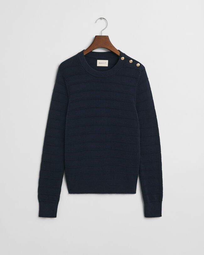 Rundhalspullover aus strukturierter Baumwolle