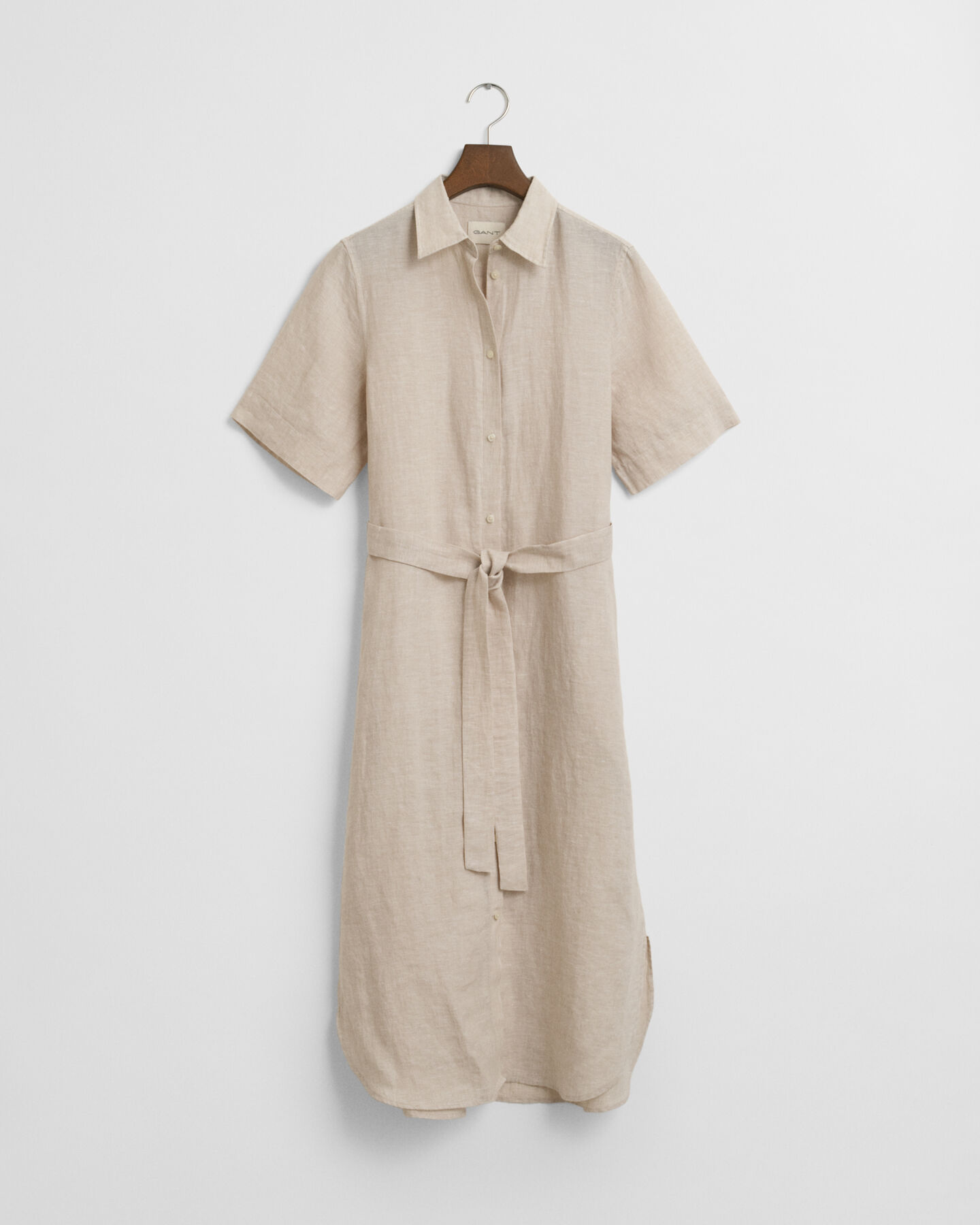 Kurz&auml;rmeliges Hemdblusenkleid aus Leinen