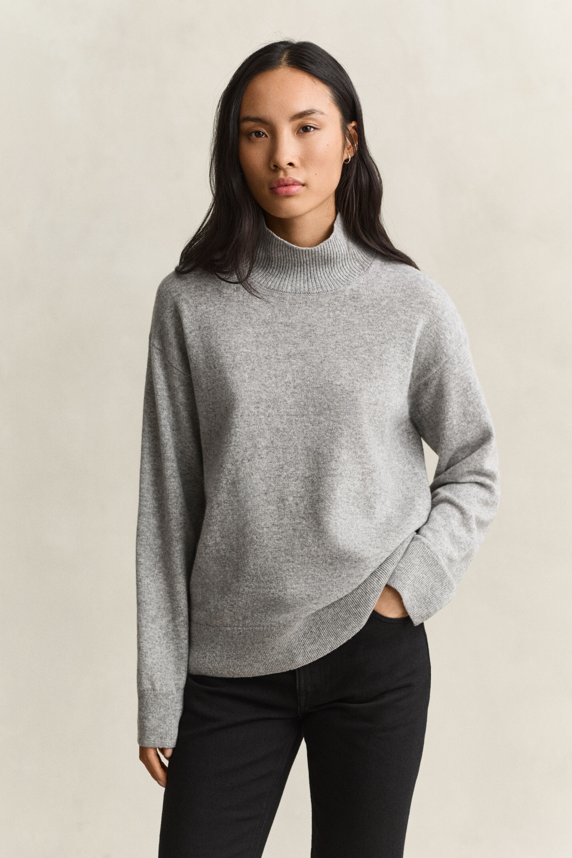 Stehkragenpullover aus feiner Lambswool