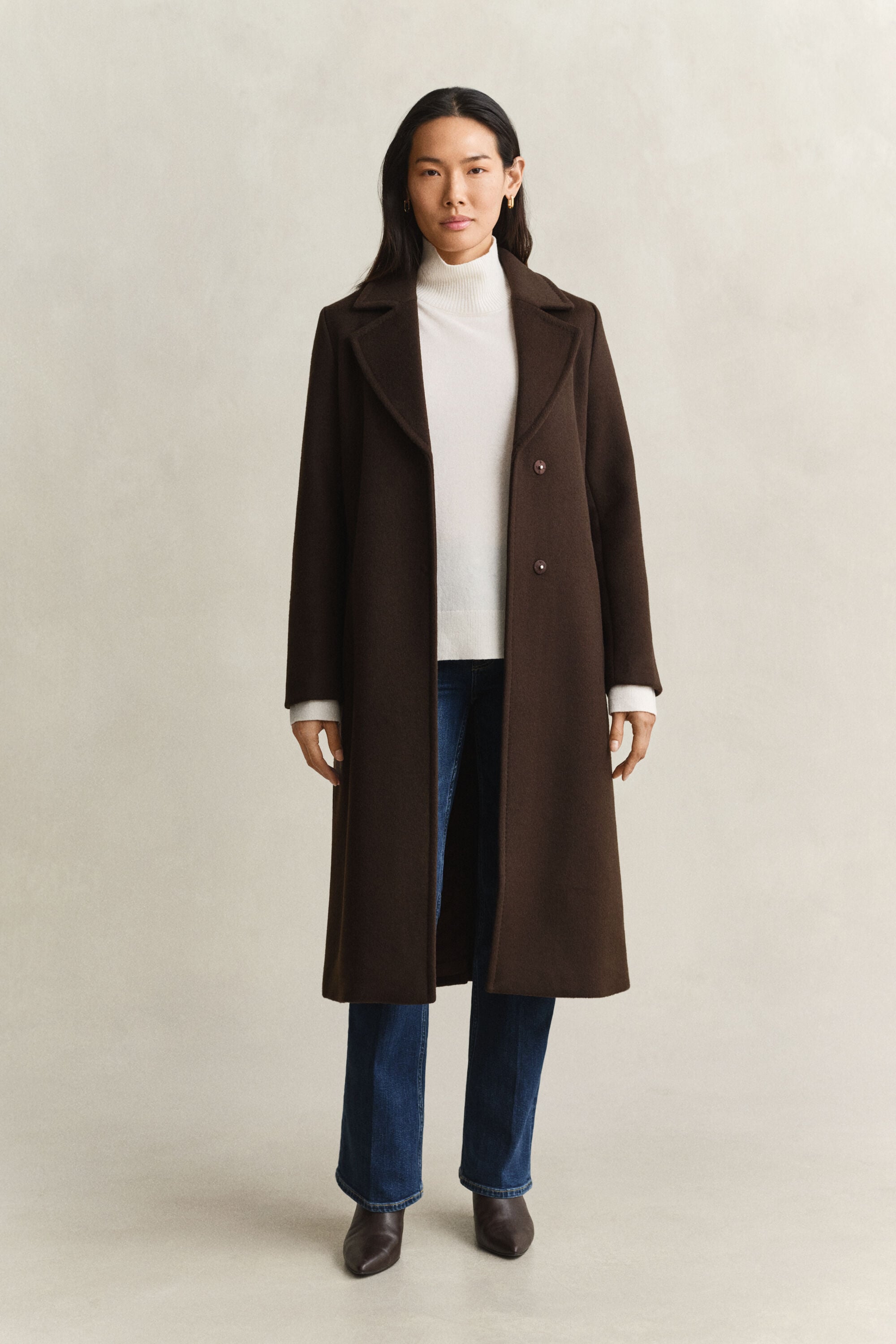 Cappotto con cintura in misto lana