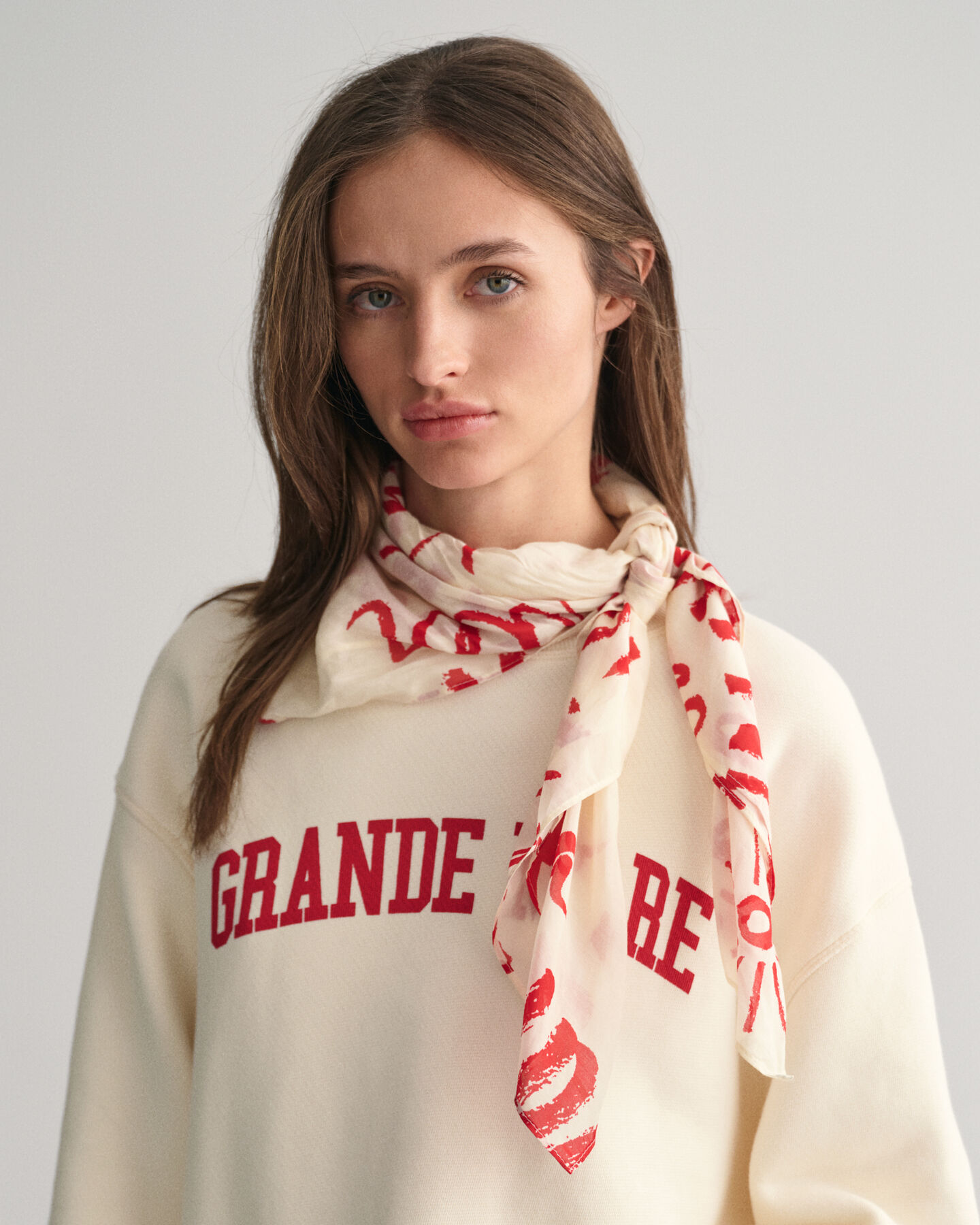 Baumwoll Seiden Tuch mit Text-Print