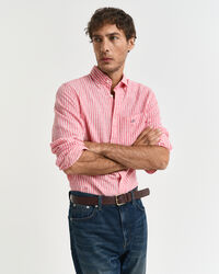 Regular Fit Baumwoll Leinen Hemd mit Streifen