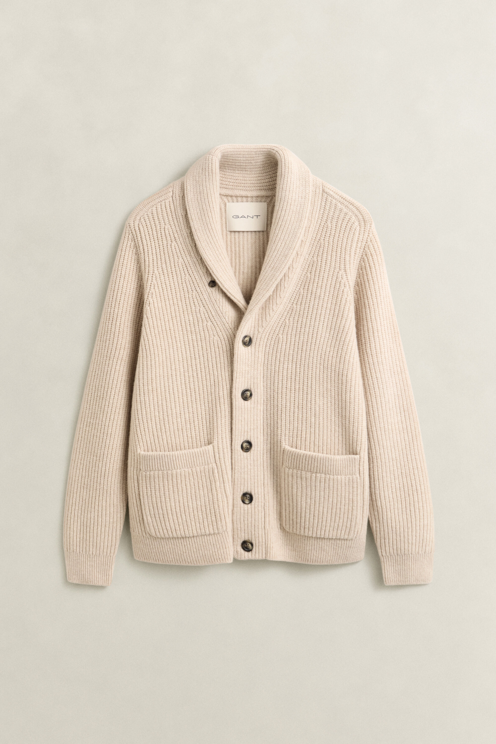 Gerippte Strickjacke aus Wollgemisch