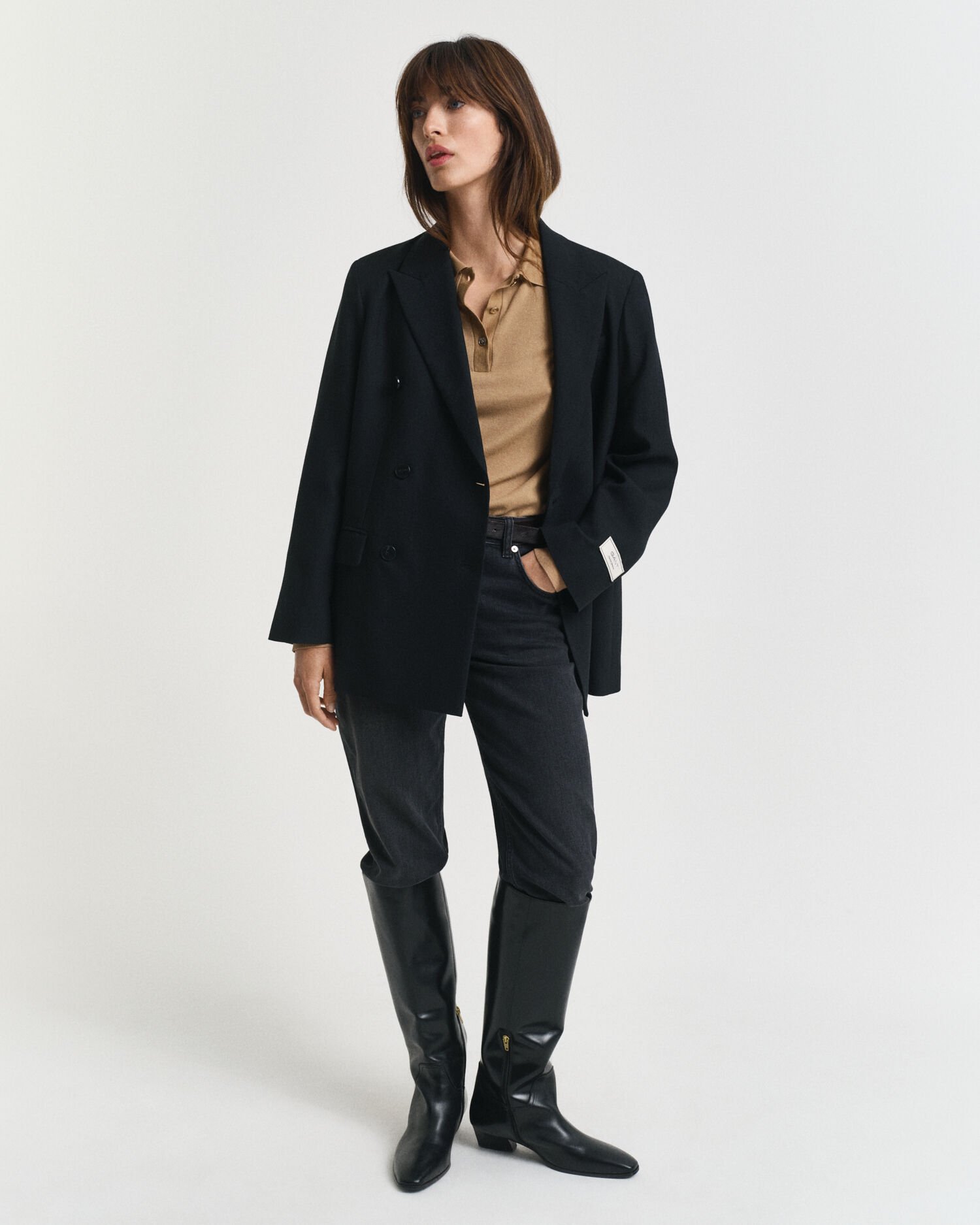 Polo boutonné sans coutures à manches longues