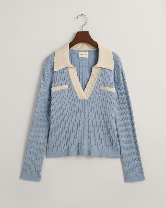 Zopfstrick Polopullover