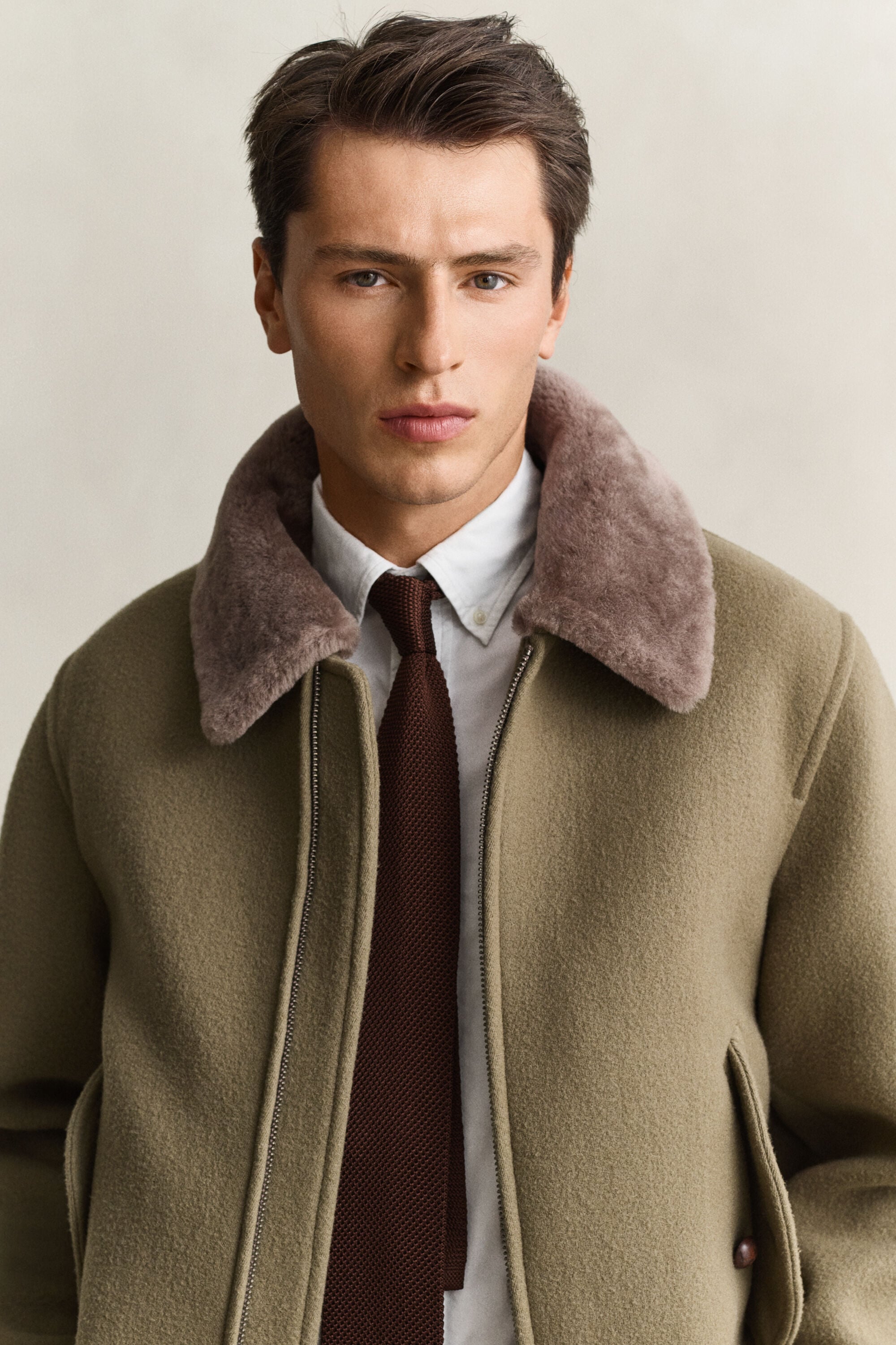 Wool Shearling Aviator Jacket