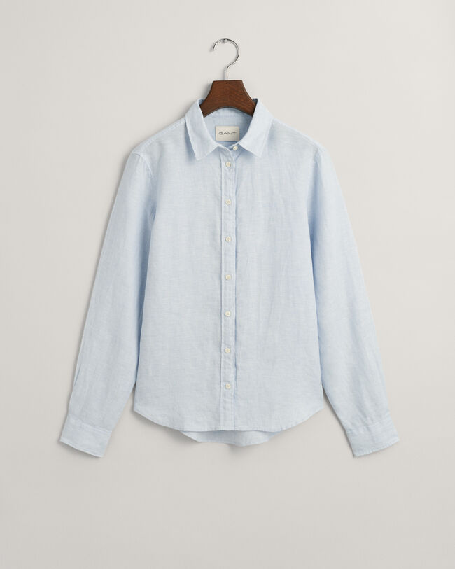 Regular Fit Leinen Chambray Bluse
