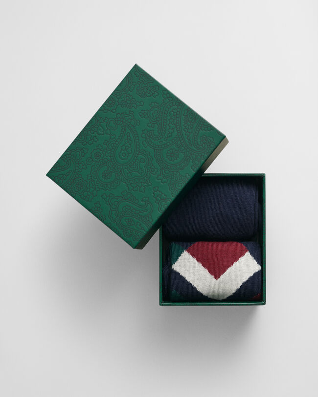 2er-Pack Argyle Socken in Geschenkbox