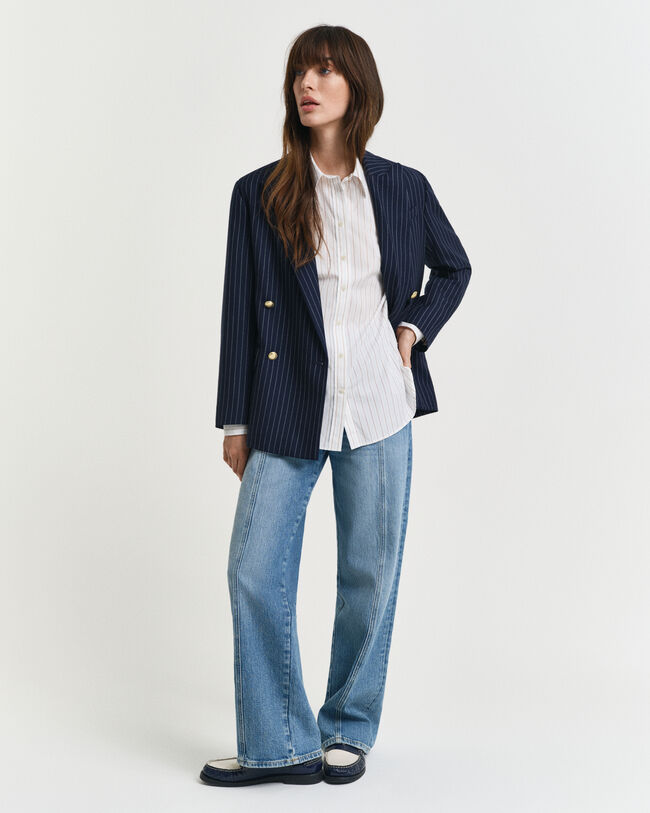 Relaxed Fit Bluse mit Streifen und voluminösen Ärmeln